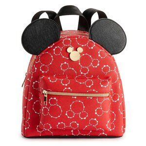 Disney Mickey Mouse Ears All Over Print Mini Red Dome Backpack Carry on Bag